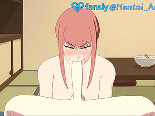 MAKIMA FULL HENTAI  BLOWJOB POV  DOUBLE PENETRATION  DEEPTHROAT