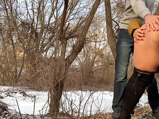 Hot stepmom pees with me outside