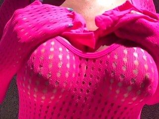 Italian Big Tits Milf Artemisia Love Hot Solo Big juicy Boobs Bouncing Session outdoor water play