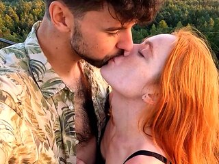 Hot Redhead Fucks Outdoors with Passion - Romantic Public Sex in Nature