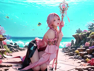 Pink Mermaid Queen! Private Gaze in the Underwater Palace, From Deep Sea Dreams to Beach Climax.