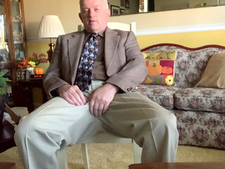 Older man stroking to a very pleasurable orgasm