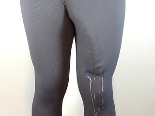 Big dick hands free cumshot in pants