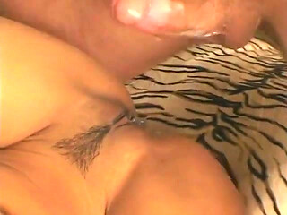 Guy Shoves Big Cock in Petite Latinas Holes