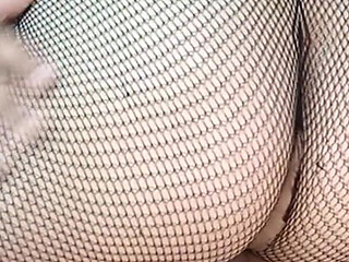 Chubby Girl in Fishnet Stockings Riding