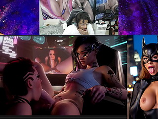 Futa Judy Getting Her Cock Sucked Off, Bald Pussy D.VA Face Fucked, Big Milky Jiggly Breast Mei