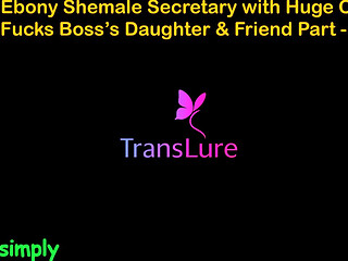 English Audio Sex Story - Tall Ebony Shemale Secretary with Huge Cock - Fucks Boss's Stepdaughter & Friend - Part 1