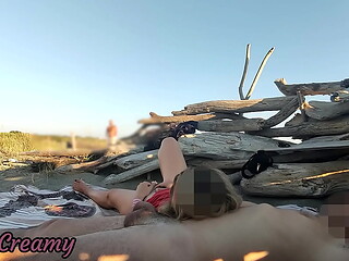 Pussy flash - Stranger caught my stepdad touching my pussy on a public beach and jerked off his dick - MissCreamy