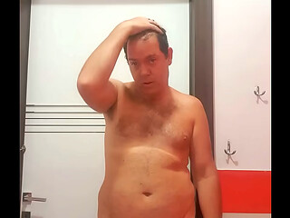 Nude boy in  Bathroom