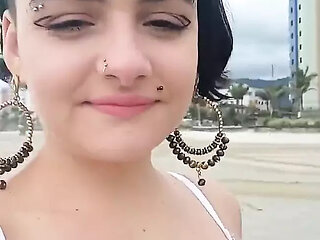 Influencer Sucking Dick in Public on a Beach