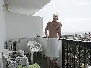 Sexy Horny Wife Drops Towel on Balcony for 9 Inch Dick