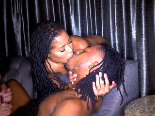 Ebony superstar and her friend are sharing a black cock