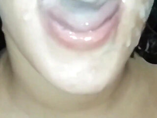 My Wife Asking Me for Vitamin, Real Amateur Housewife Getting a Lot of Massive Cum in Mouth in a Facial Cum Shots
