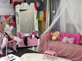 Sissy Playing with Herself Before Riding Mistress's Strapon
