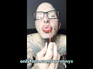 Humiliation! Lipstick on my BIG Fake Lips