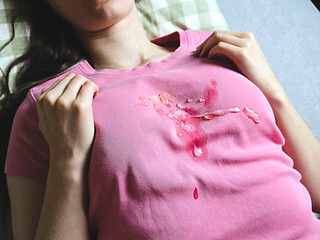 He Chose to Cum on Her Clothes Instead of Her Naked Tits!