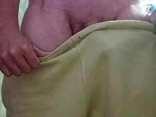 Tease abs bulge cock white sweat pants