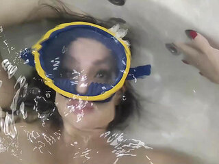 I Compete with a Buddy in Holding Breath Underwater and Fuck