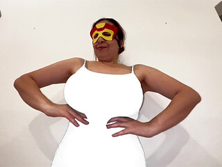 Huge Tits Tied Cosplay Super Heroine