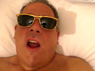 POV Nude Jerk off in Bed Wearing Sunglasses and Yawning