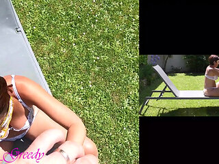 Beautiful MILF in Sexy White Lingerie Gets Fucked Doggystyle Outside and Cums on Her Big Ass