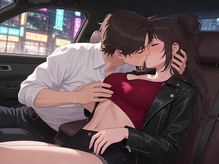 The girl flirted with the taxi driver and he made her feel good