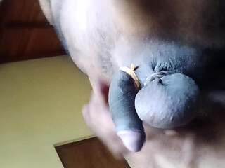 Uncut cock and balls swing