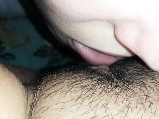 I greedily eat her hot, pulsating, unshaven pussy