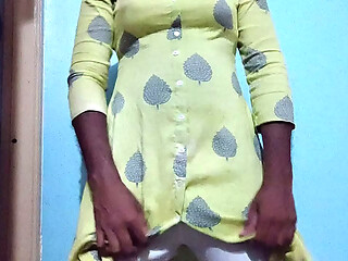 Wearing playing and masterbating with my new girlfriends light green coloured short top