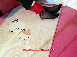 Black nylons and short massage.
