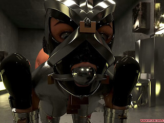 Slave Stuck in Steel Bitchsuit - 3D Metal Bondage Training