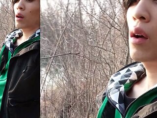 Jon Arteen enjoys thick cum during outdoor gay masturbation session