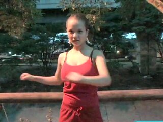 Hot busty teen gets tits out