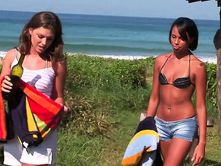 Jungle Threesome Anal with Hannah Hunter & Jessica Baya - Outdoor Anal Fucking & Cum in Mouth