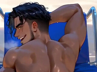 Latino Trans Man Receives a Hard Gift Inside His Asshole on the Beach. Ftm Hentai Animation.