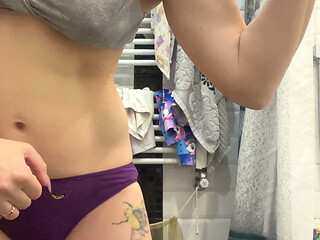 Strong Girl Showing Her Muscles and Flashing Ass, Tits and Pussy