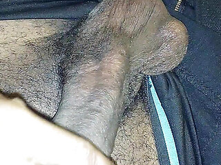 Thick cut big black dick jacking off