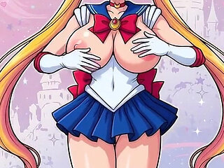 Sailor Moon Shaking Her Tight Bald Ass Pussy