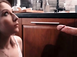 Sex in the kitchen with my half-sister wearing only panties.