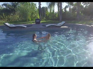 Squirt adventure alone in the pool