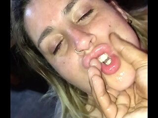 Fat slut blonde deep mouth and ass bug