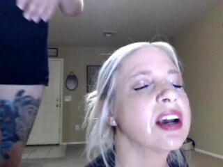 Carrie gets load on face: Blowjob, Amateur  Milf Porn