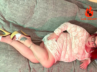 Mature Hotwife in Clog Heels and Lingerie Masturbating