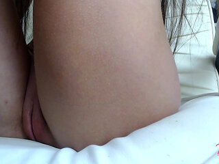 A narrow pussy fucks a glass toy