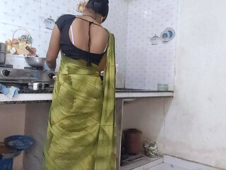 Wife chatting husband kitchen sex