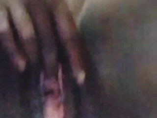 Orgasm cum of black mama cougar, she enjoyed video call fuck