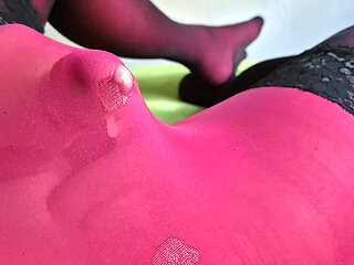 6 lovely cumshots in my rose pantyhose