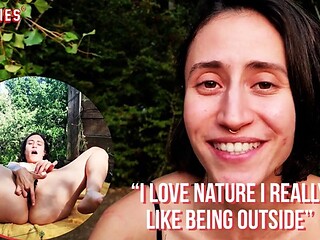 Brazilian biologist plays with outdoor finds on her hairy pussy