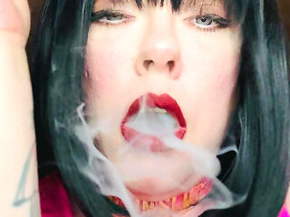Pink PVC & A New Collar! BBW Tina Snua Smokes A Winston Cork 10 Cigarette - Smoking Smoker Shiny