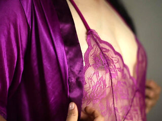 Satin Fetish Purple Sexy Lingerie